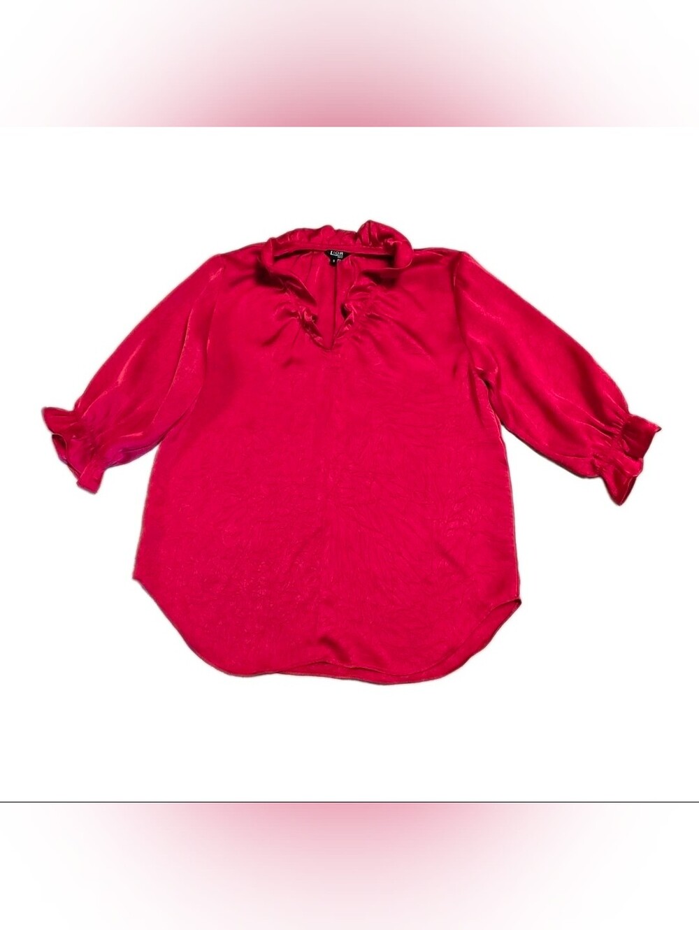 Bright Red Ruffle-Trim Tunic Top - Picture 2 of 12